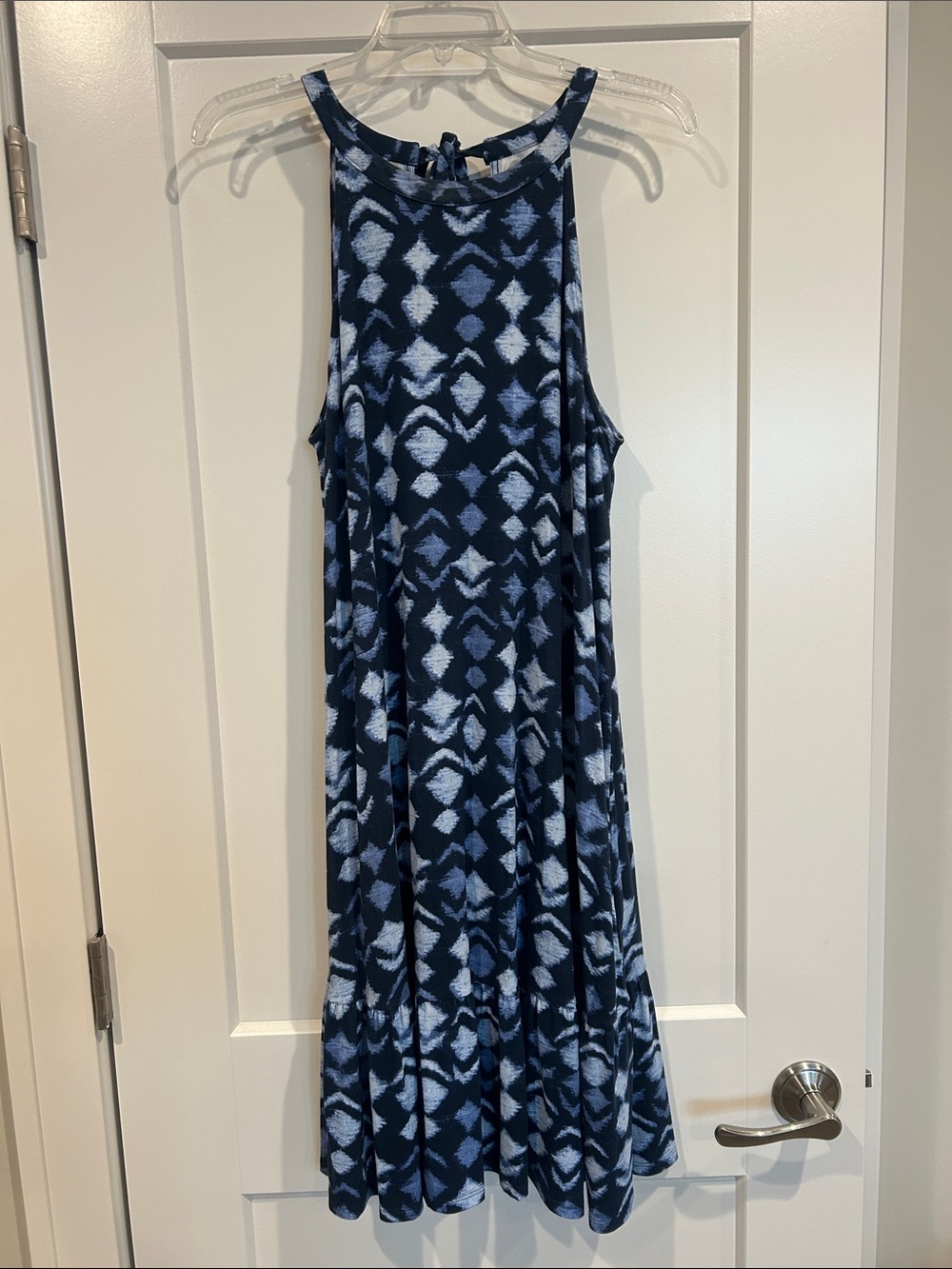 Time and Tru Navy and White Sleeveless Patterned Dress size L (12-14)